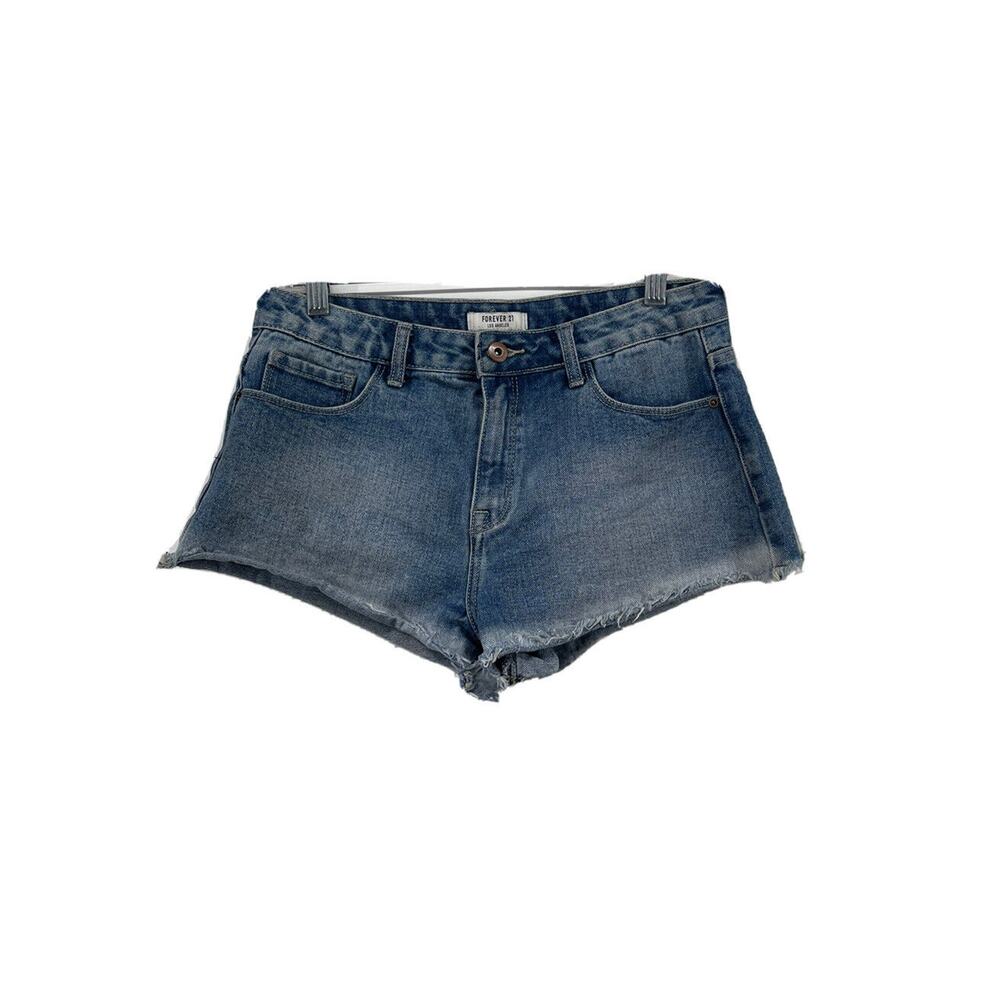 Forever 21 Jean Shorts Womens Sz 27 Cutoffs Blue Denim Cotton Light‎ Wash Frayed